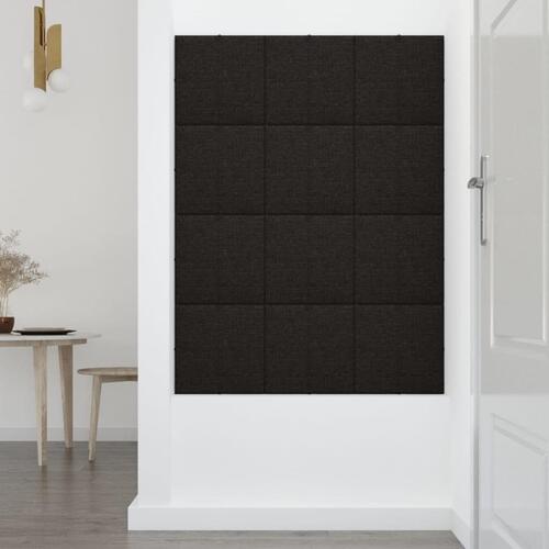Vægpaneler 12 stk. 30x30 cm 1,08 m² stof sort