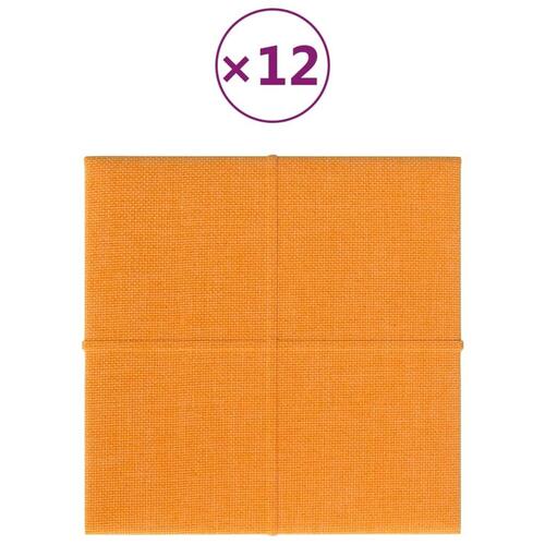 Vægpaneler 12 stk. 30x30 cm 1,08 m² Stof lysegul