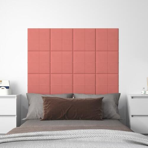 Vægpaneler 12 stk. 30x30 cm 1,08 m² fløjl Lyserød
