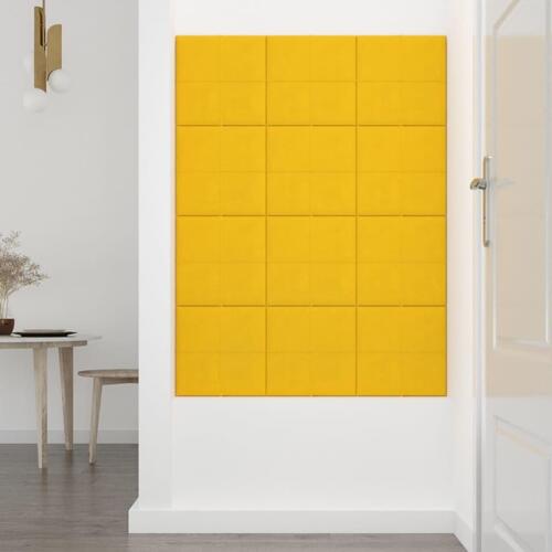 Vægpaneler 12 stk. 30x30 cm 1,08 m² fløjl gul