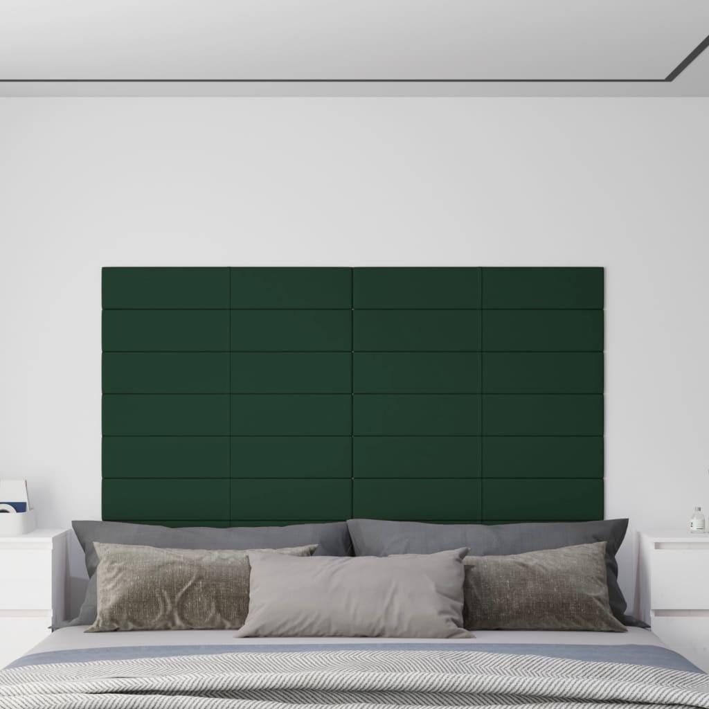 Vægpaneler 12 stk. 90x15 cm 1,62 m² stof mørkegrøn
