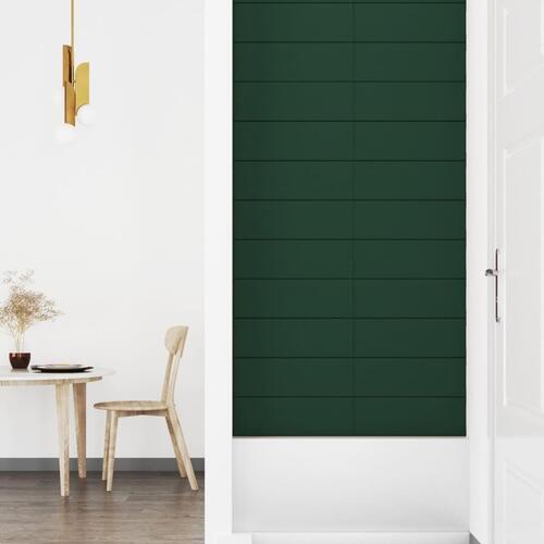 Vægpaneler 12 stk. 90x15 cm 1,62 m² stof mørkegrøn