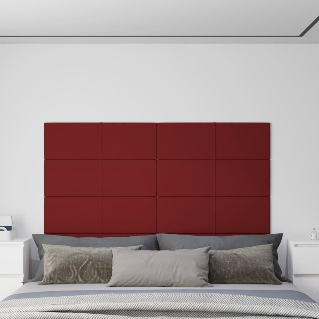 Vægpaneler 12 stk. 90x30 cm 3,24 m² stof vinrød