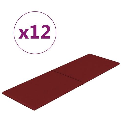 Vægpaneler 12 stk. 90x30 cm 3,24 m² stof vinrød