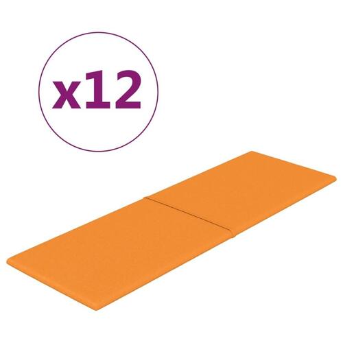 Vægpaneler 12 stk. 90x30 cm 3,24 m² stof lysegul