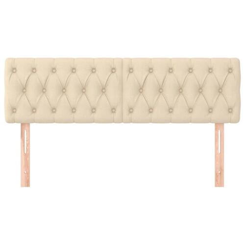 Sengegavle 2 stk. 80x7x78/88 cm stof cremefarvet
