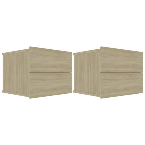 Sengeborde 2 stk. 40x30x30 cm konstrueret træ sonoma-eg
