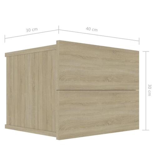 Sengeborde 2 stk. 40x30x30 cm konstrueret træ sonoma-eg