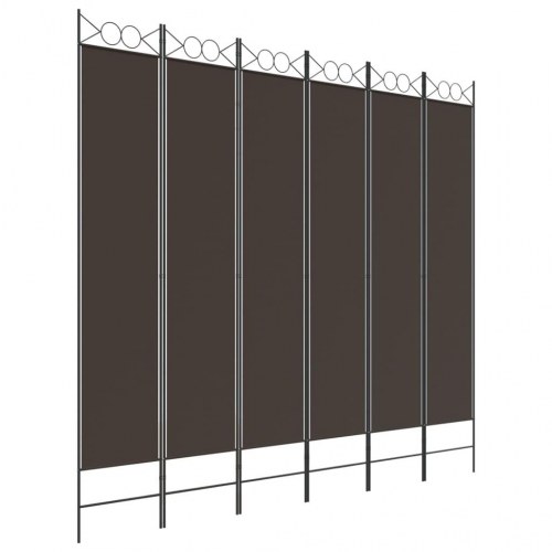 6-panels rumdeler i stof - 240 × 220 cm, brun
