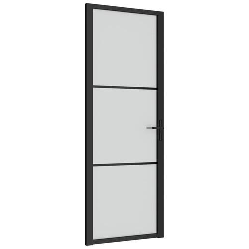 Dør 76x201,5 cm mat glas og aluminium sort