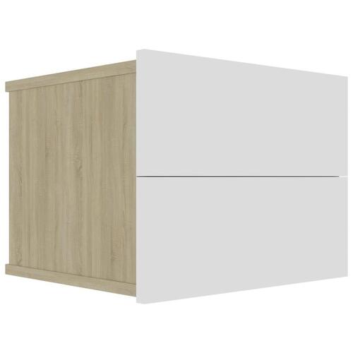 Sengeskab 40x30x30 cm spånplade hvid og sonoma-eg