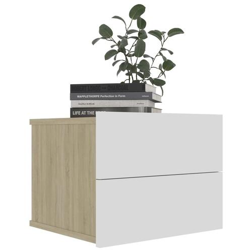 Sengeskab 40x30x30 cm spånplade hvid og sonoma-eg