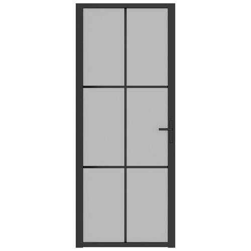 Dør 83x201,5 cm mat glas og aluminium sort