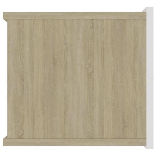 Sengeskab 40x30x30 cm spånplade hvid og sonoma-eg