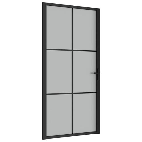 Dør 102,5x201,5 cm sikkerhedsglas mat glas og aluminium sort