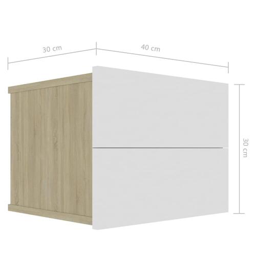 Sengeskab 40x30x30 cm spånplade hvid og sonoma-eg