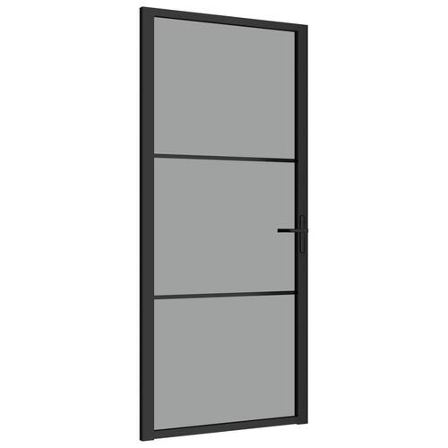 Dør 93x201,5 cm sikkerhedsglas og aluminium sort