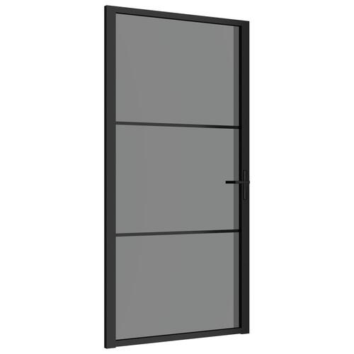 Dør 102,5x201,5 cm sikkerhedsglas og aluminium sort
