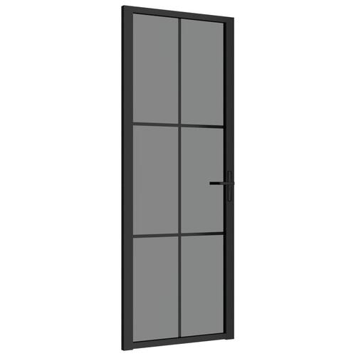 Dør 76x201,5 cm sikkerhedsglas og aluminium sort