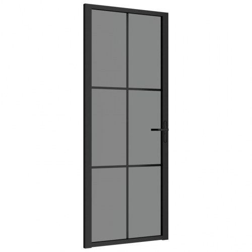 Indvendig dør i hærdet glas og aluminium 83 x 201,5 cm - sort