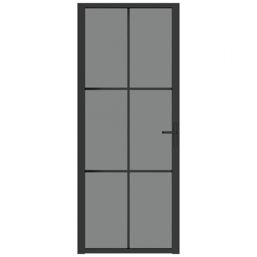 Indvendig dør i hærdet glas og aluminium 83 x 201,5 cm - sort