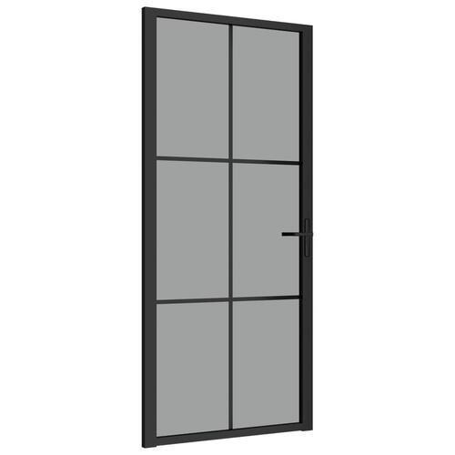 Dør 93x201,5 cm sikkerhedsglas og aluminium sort