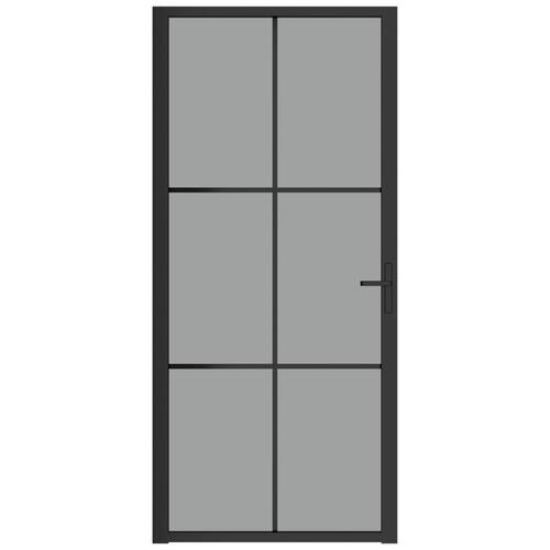 Dør 93x201,5 cm sikkerhedsglas og aluminium sort