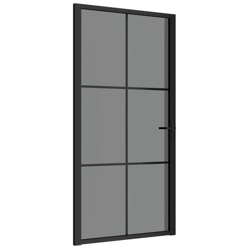 Dør 102,5x201,5 cm sikkerhedsglas og aluminium sort