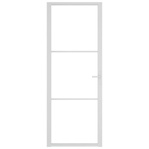 Dør 76x201,5 cm sikkerhedsglas og aluminium hvid