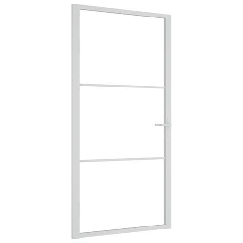 Dør 102,5x201,5 cm sikkerhedsglas og aluminium hvid