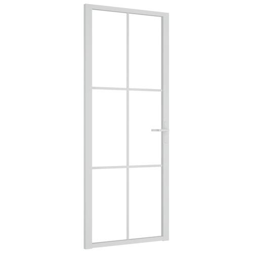Dør 83x201,5 cm sikkerhedsglas og aluminium hvid