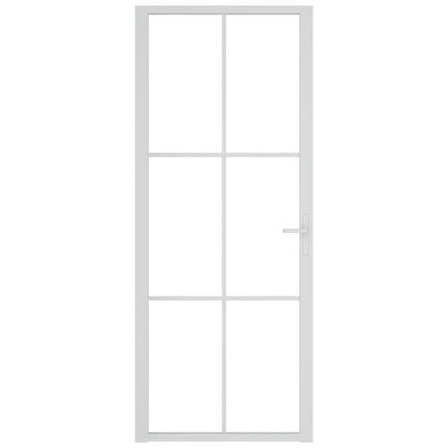 Dør 83x201,5 cm sikkerhedsglas og aluminium hvid