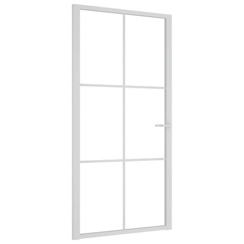 Dør 102,5x201,5 cm sikkerhedsglas og aluminium hvid