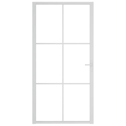 Dør 102,5x201,5 cm sikkerhedsglas og aluminium hvid