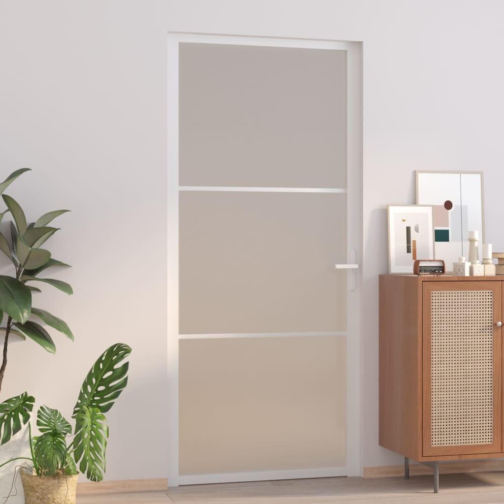 Dør 93x201,5 cm mat glas og aluminium hvid