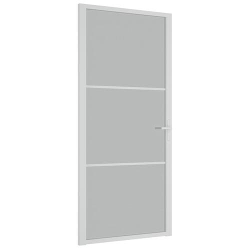 Dør 93x201,5 cm mat glas og aluminium hvid