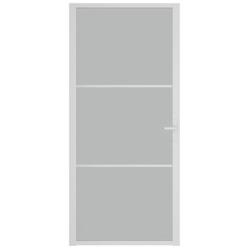 Dør 93x201,5 cm mat glas og aluminium hvid