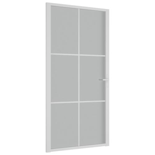 Dør 102,5x201,5 cm sikkerhedsglas mat glas og aluminium hvid