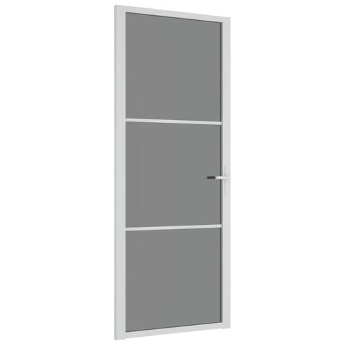 Dør 83x201,5 cm sikkerhedsglas og aluminium hvid