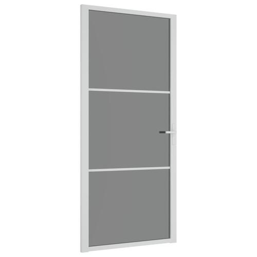 Dør 93x201,5 cm sikkerhedsglas og aluminium hvid