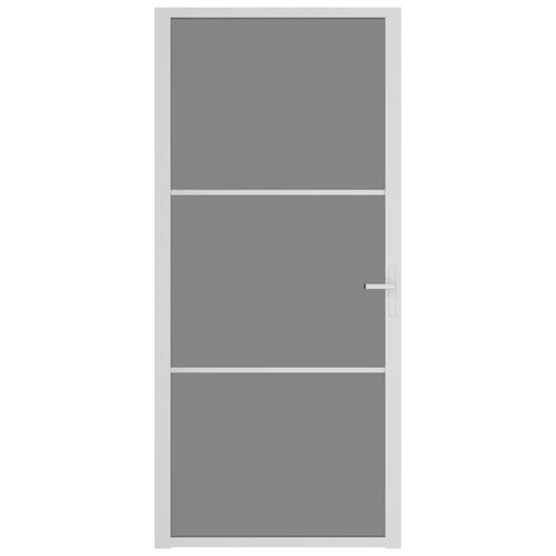 Dør 93x201,5 cm sikkerhedsglas og aluminium hvid