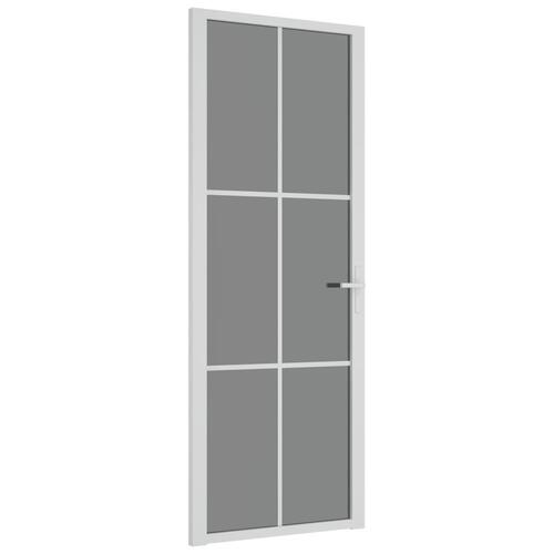 Dør 76x201,5 cm sikkerhedsglas og aluminium hvid