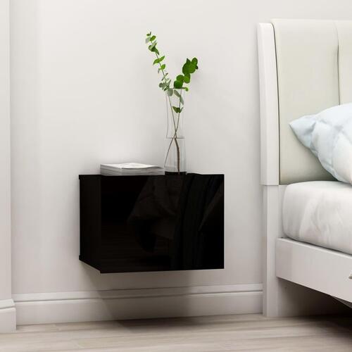 Sengeborde 2 stk. 40x30x30 cm konstrueret træ sort højglans