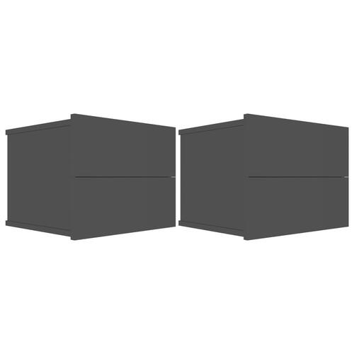Sengeborde 2 stk. 40x30x30 cm konstrueret træ Sort højglans