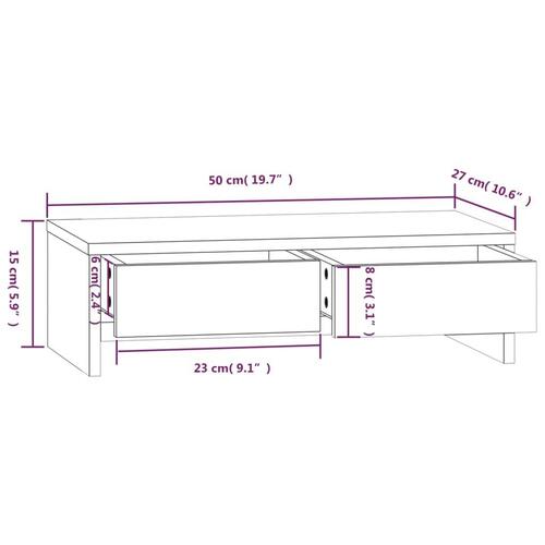 Skærmholder 50x27x15 cm massivt fyrretræ sort