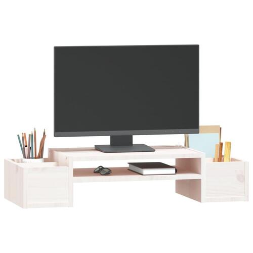 Skærmholder 70x27,5x15 cm massivt fyrretræ hvid