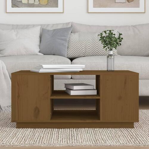 Sofabord 90x49x40,5 cm massivt fyrretræ gyldenbrun