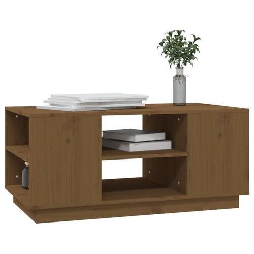 Sofabord 90x49x40,5 cm massivt fyrretræ gyldenbrun