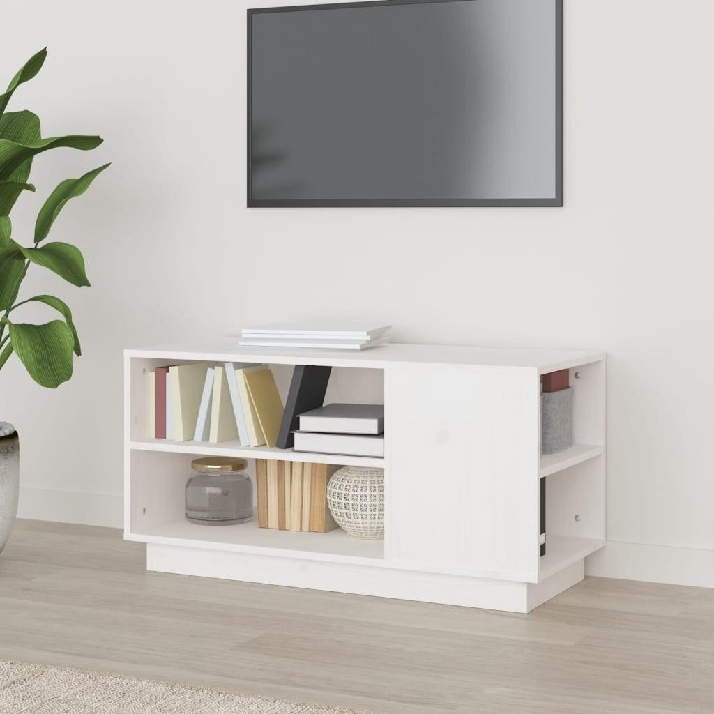 Tv-bord 80x35x40,5 cm massivt fyrretræ hvid