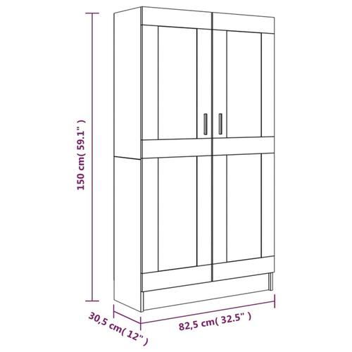 Bogreol 82,5x30,5x150 cm konstrueret træ røget egetræ